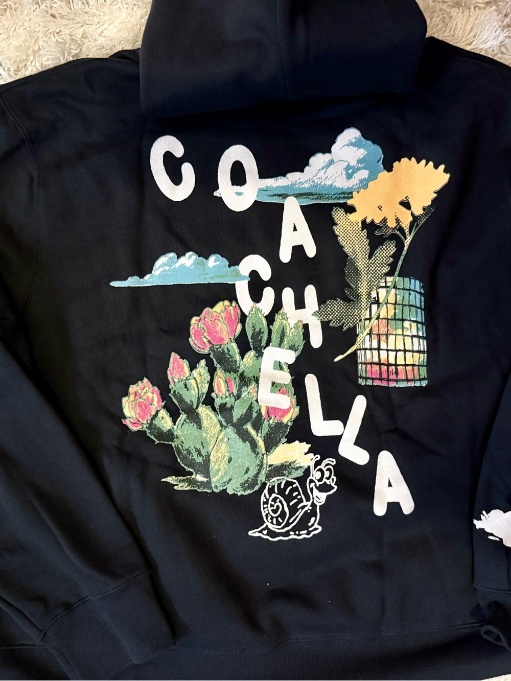 NEW XL UNISEX Coachella Black Graphic Hoodie - Picture 2 of 7